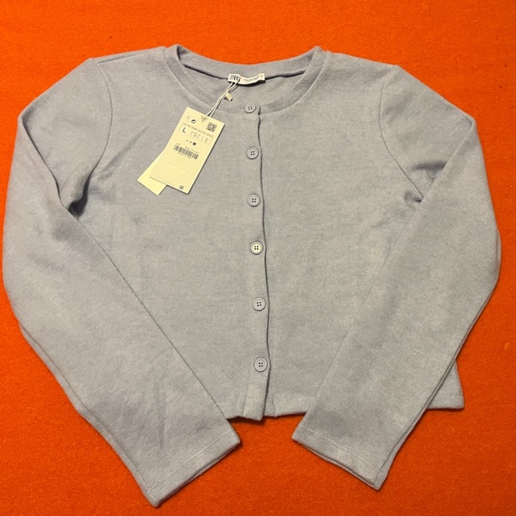 Zara blue long sleeve round neck soft cardigan NWT - Picture 3 of 10